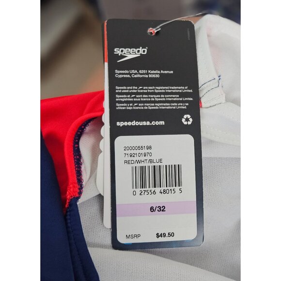 Speedo Womens Relay Back One-Piece Swimsuit Size 6/32 Red White Blue Competitive - Picture 11 of 13